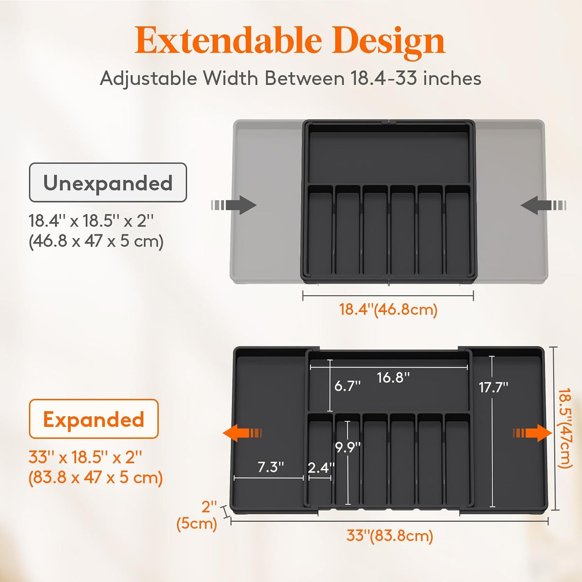 Extra Large Silverware Drawer Organizer, Expandable Utensil Tray