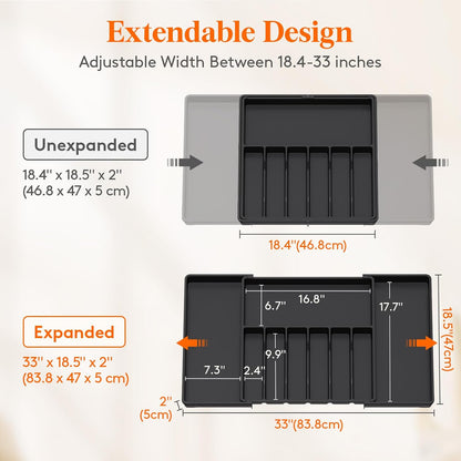 Extra Large Silverware Drawer Organizer, Expandable Utensil Tray