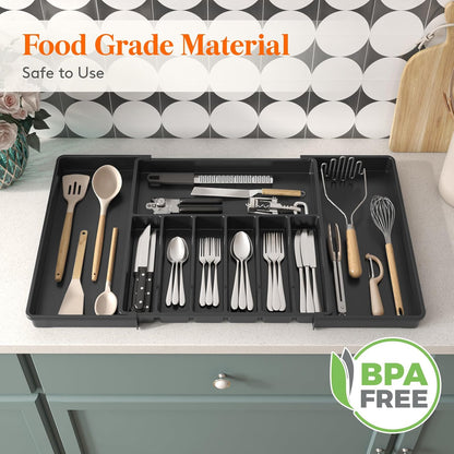 Extra Large Silverware Drawer Organizer, Expandable Utensil Tray