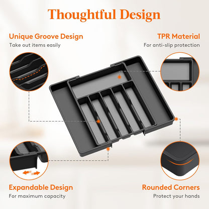 Extra Large Silverware Drawer Organizer, Expandable Utensil Tray