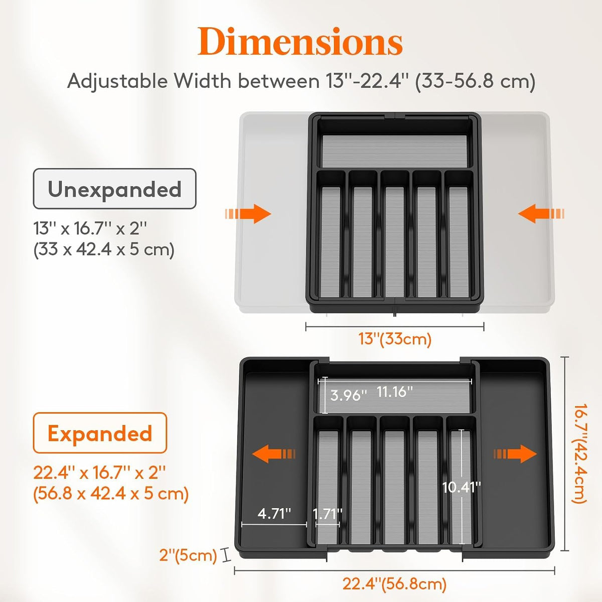 Extra Large Silverware Drawer Organizer, Expandable Utensil Tray