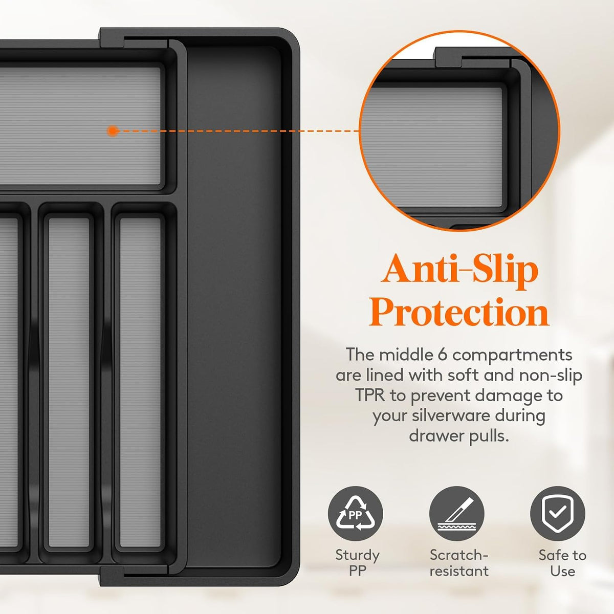 Extra Large Silverware Drawer Organizer, Expandable Utensil Tray