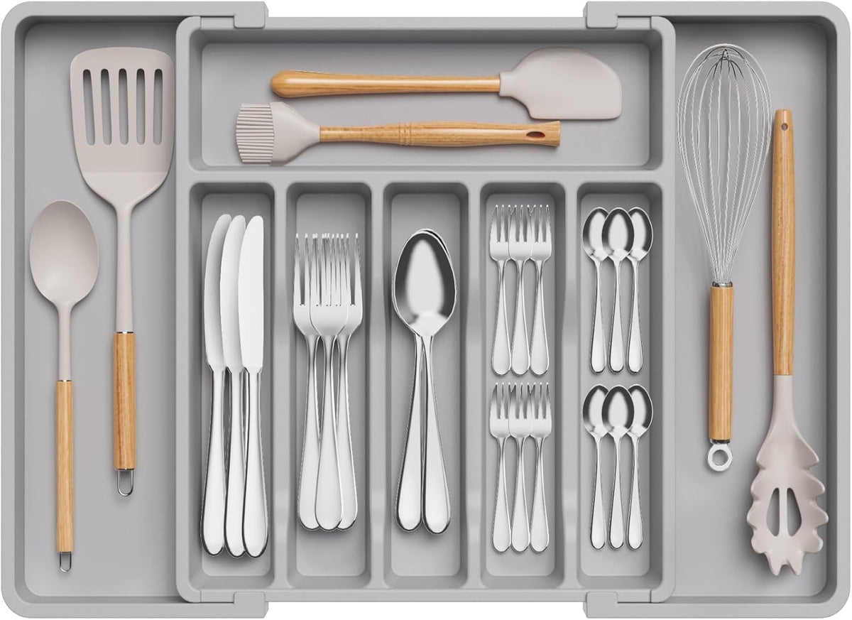 Extra Large Silverware Drawer Organizer, Expandable Utensil Tray