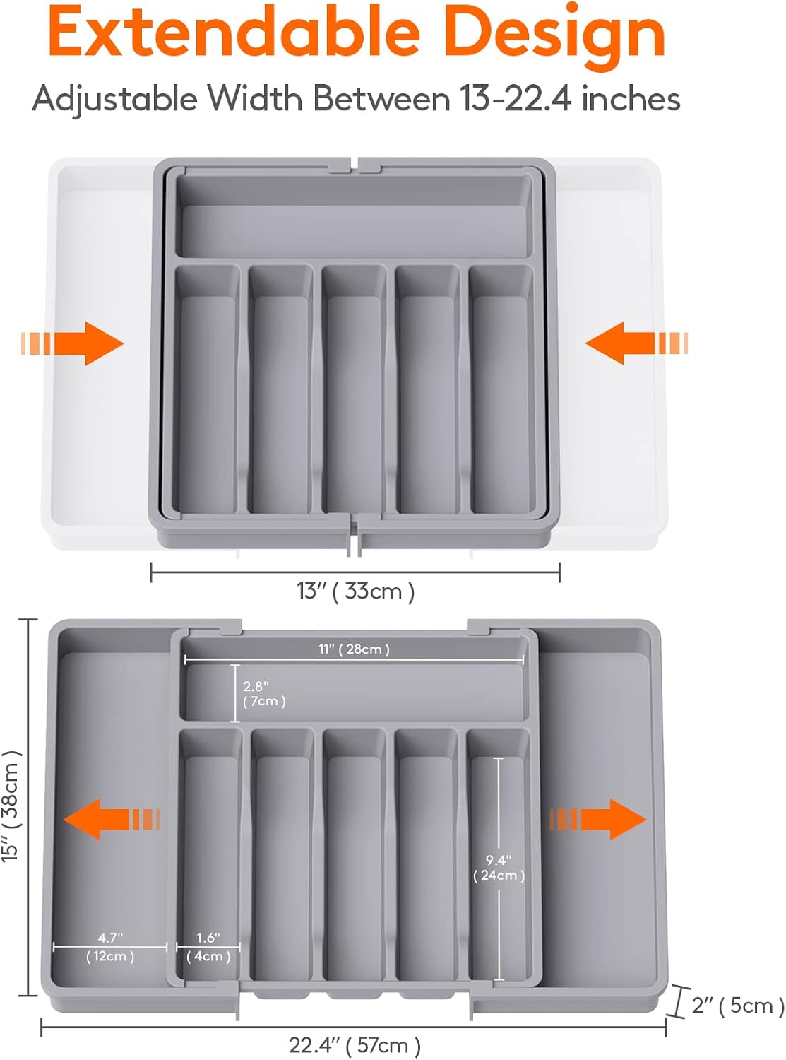 Extra Large Silverware Drawer Organizer, Expandable Utensil Tray