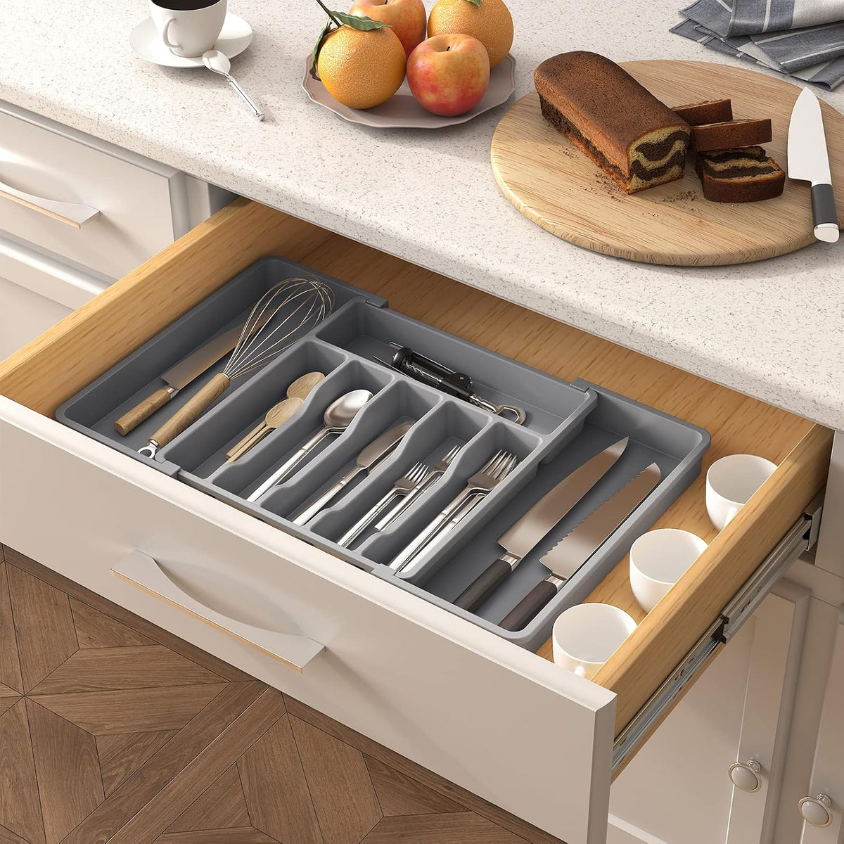 Extra Large Silverware Drawer Organizer, Expandable Utensil Tray