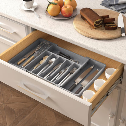Extra Large Silverware Drawer Organizer, Expandable Utensil Tray