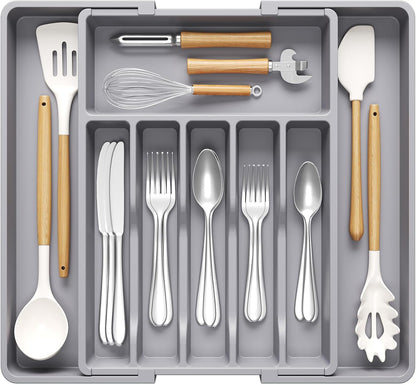 Extra Large Silverware Drawer Organizer, Expandable Utensil Tray