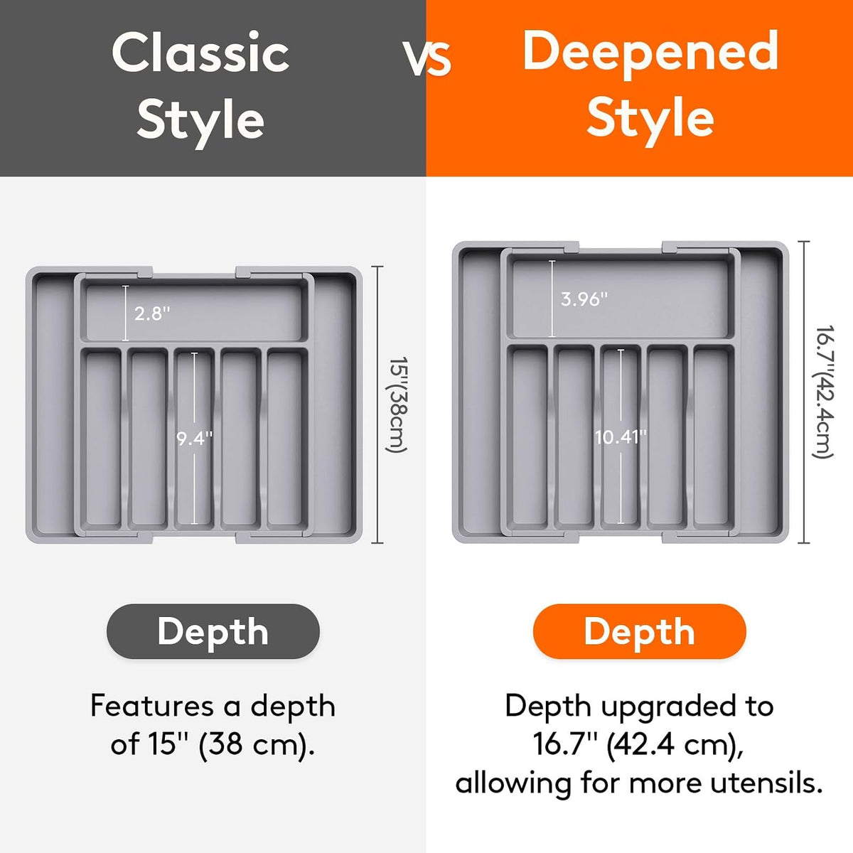 Extra Large Silverware Drawer Organizer, Expandable Utensil Tray