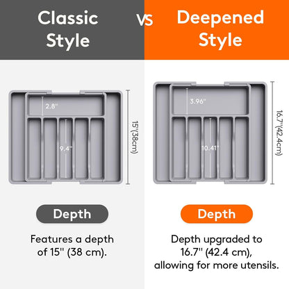 Extra Large Silverware Drawer Organizer, Expandable Utensil Tray
