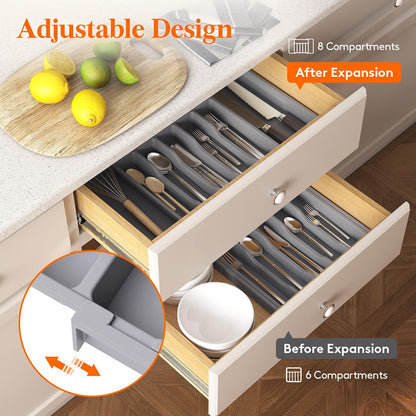 Extra Large Silverware Drawer Organizer, Expandable Utensil Tray