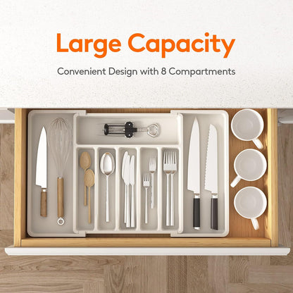Extra Large Silverware Drawer Organizer, Expandable Utensil Tray