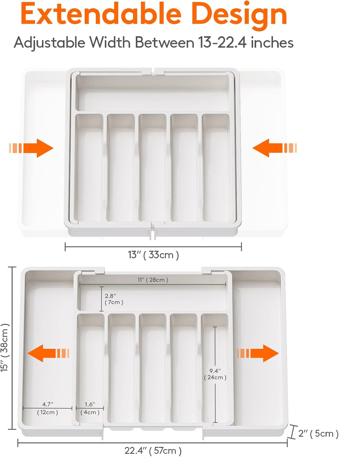 Extra Large Silverware Drawer Organizer, Expandable Utensil Tray