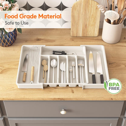 Extra Large Silverware Drawer Organizer, Expandable Utensil Tray