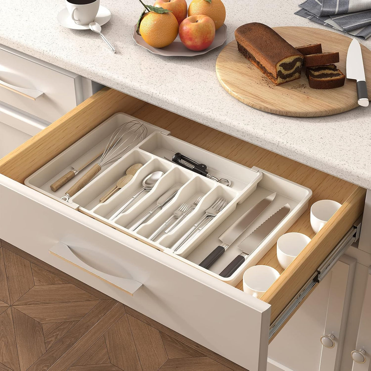 Extra Large Silverware Drawer Organizer, Expandable Utensil Tray