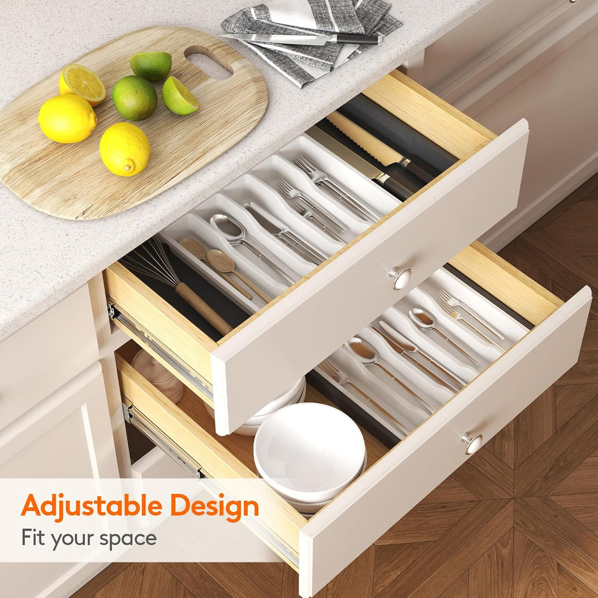 Extra Large Silverware Drawer Organizer, Expandable Utensil Tray