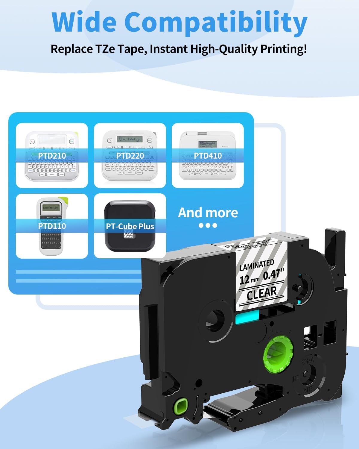 Label Maker Tape 12mm 0.47" Laminated White TZe231 Label Tape | Replacement for Brother P-touch Label Tape TZe-231 TZ Tape 1/2" Compatible with Ptouch D220 D210 H110 D200 D400 PT-1280