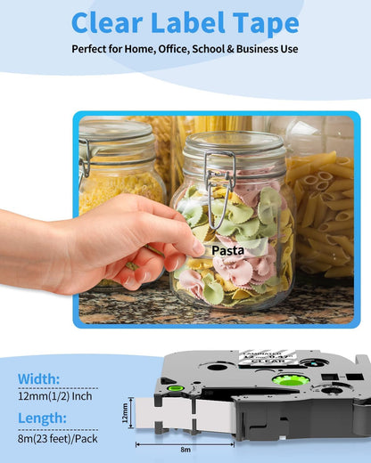 Label Maker Tape 12mm 0.47" Laminated White TZe231 Label Tape | Replacement for Brother P-touch Label Tape TZe-231 TZ Tape 1/2" Compatible with Ptouch D220 D210 H110 D200 D400 PT-1280