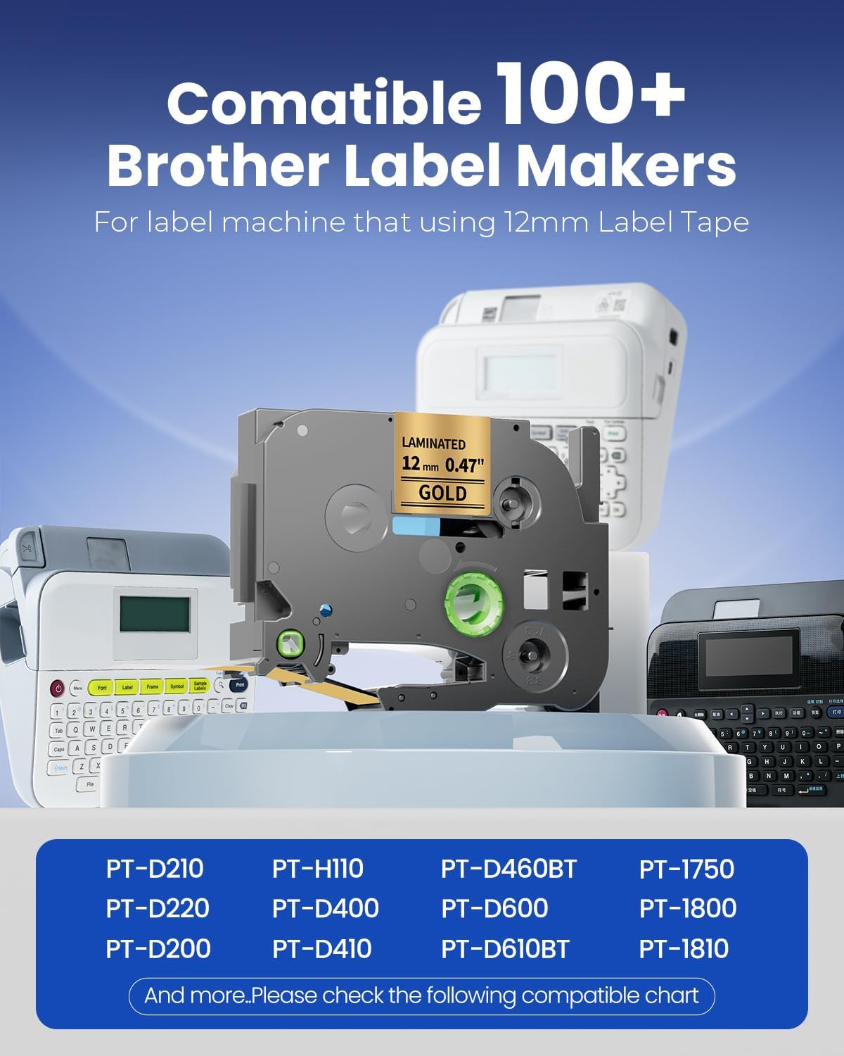 Label Maker Tape 12mm 0.47" Laminated White TZe231 Label Tape | Replacement for Brother P-touch Label Tape TZe-231 TZ Tape 1/2" Compatible with Ptouch D220 D210 H110 D200 D400 PT-1280