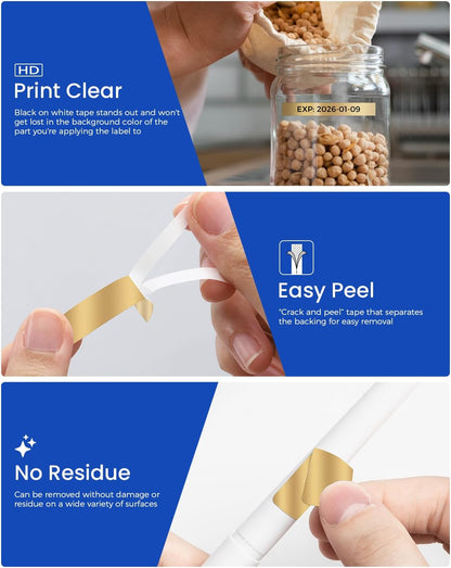 Label Maker Tape 12mm 0.47" Laminated White TZe231 Label Tape | Replacement for Brother P-touch Label Tape TZe-231 TZ Tape 1/2" Compatible with Ptouch D220 D210 H110 D200 D400 PT-1280