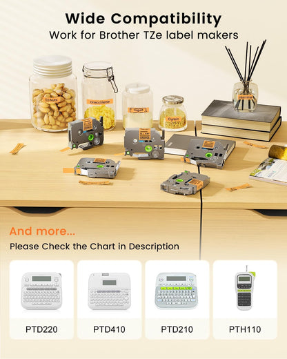 Label Maker Tape 12mm 0.47" Laminated White TZe231 Label Tape | Replacement for Brother P-touch Label Tape TZe-231 TZ Tape 1/2" Compatible with Ptouch D220 D210 H110 D200 D400 PT-1280