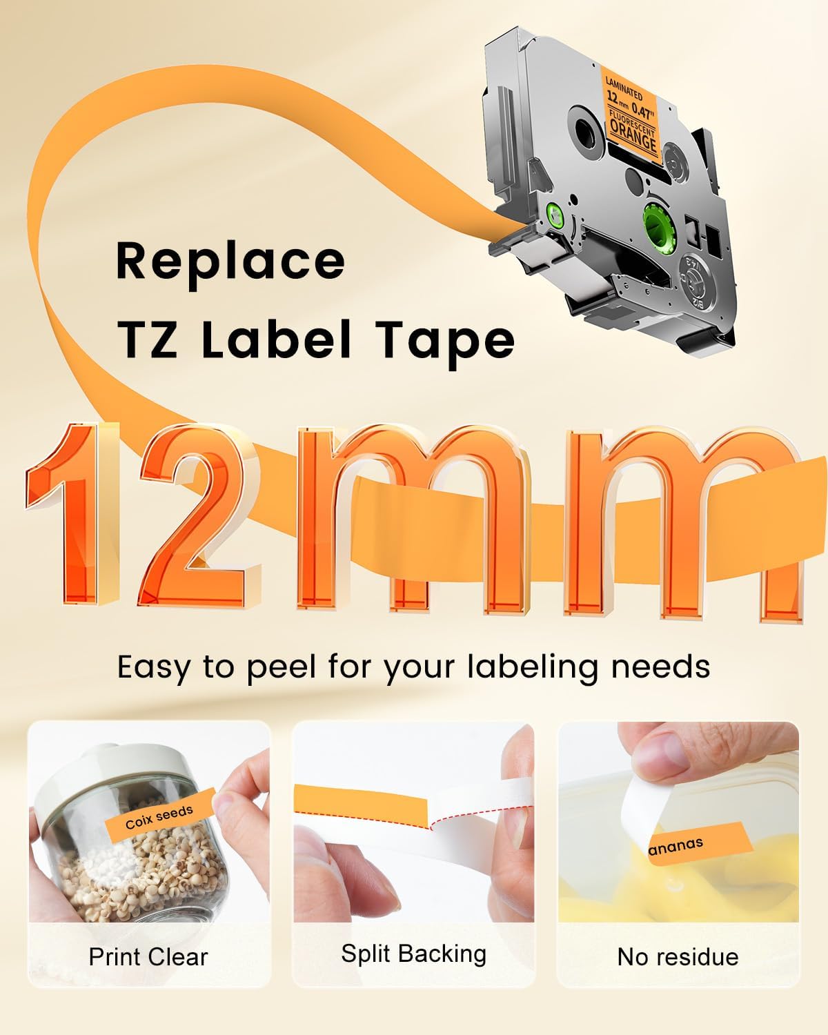 Label Maker Tape 12mm 0.47" Laminated White TZe231 Label Tape | Replacement for Brother P-touch Label Tape TZe-231 TZ Tape 1/2" Compatible with Ptouch D220 D210 H110 D200 D400 PT-1280