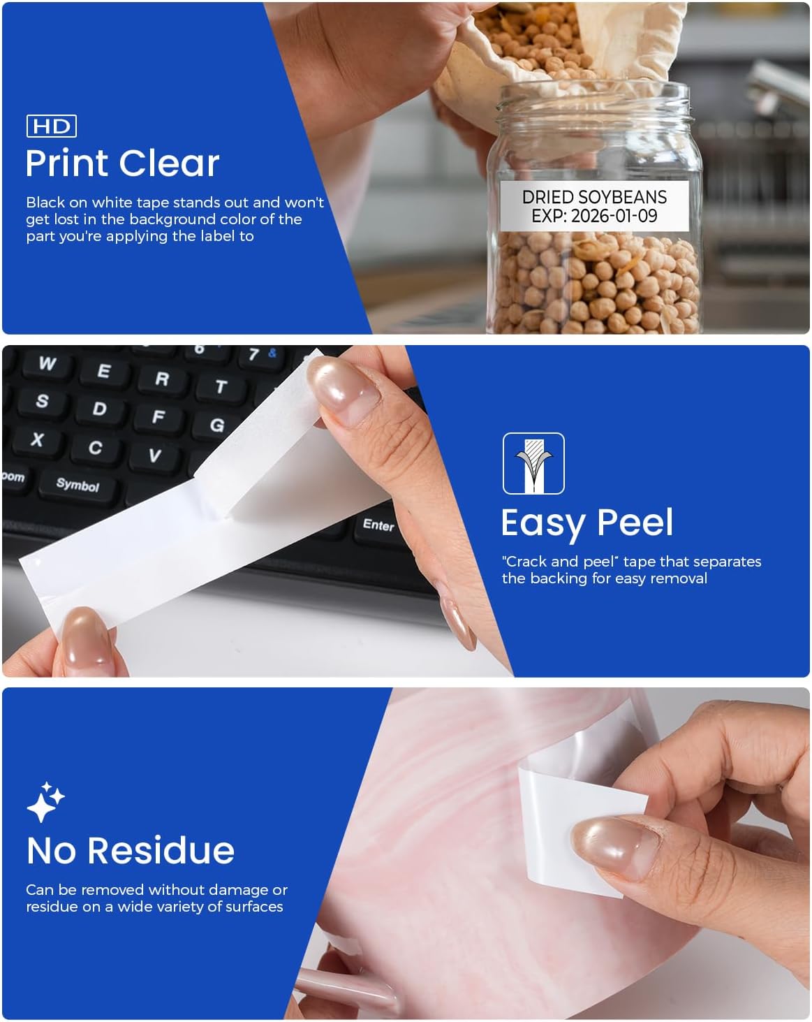 Label Maker Tape 12mm 0.47" Laminated White TZe231 Label Tape | Replacement for Brother P-touch Label Tape TZe-231 TZ Tape 1/2" Compatible with Ptouch D220 D210 H110 D200 D400 PT-1280