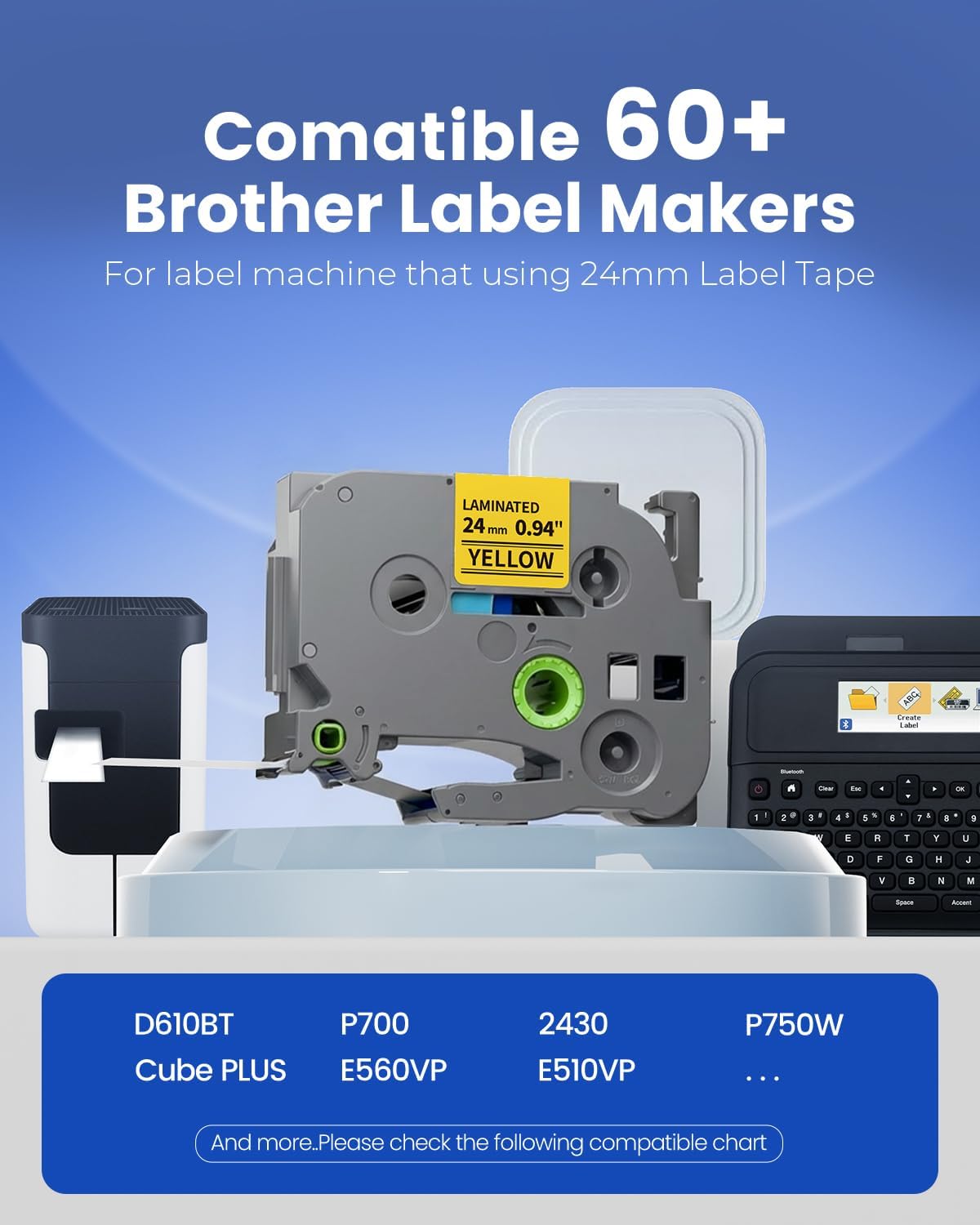 Label Maker Tape 12mm 0.47" Laminated White TZe231 Label Tape | Replacement for Brother P-touch Label Tape TZe-231 TZ Tape 1/2" Compatible with Ptouch D220 D210 H110 D200 D400 PT-1280