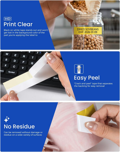 Label Maker Tape 12mm 0.47" Laminated White TZe231 Label Tape | Replacement for Brother P-touch Label Tape TZe-231 TZ Tape 1/2" Compatible with Ptouch D220 D210 H110 D200 D400 PT-1280