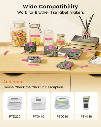 Label Maker Tape 12mm 0.47" Laminated White TZe231 Label Tape | Replacement for Brother P-touch Label Tape TZe-231 TZ Tape 1/2" Compatible with Ptouch D220 D210 H110 D200 D400 PT-1280