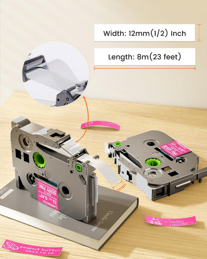 Label Maker Tape 12mm 0.47" Laminated White TZe231 Label Tape | Replacement for Brother P-touch Label Tape TZe-231 TZ Tape 1/2" Compatible with Ptouch D220 D210 H110 D200 D400 PT-1280