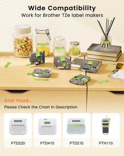 Label Maker Tape 12mm 0.47" Laminated White TZe231 Label Tape | Replacement for Brother P-touch Label Tape TZe-231 TZ Tape 1/2" Compatible with Ptouch D220 D210 H110 D200 D400 PT-1280