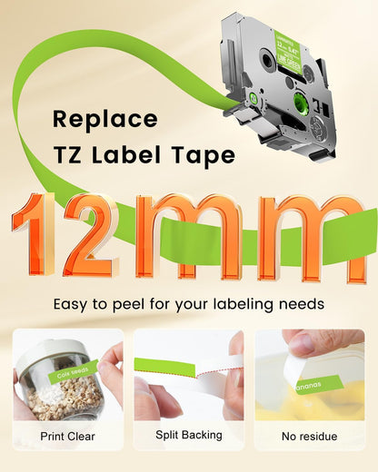 Label Maker Tape 12mm 0.47" Laminated White TZe231 Label Tape | Replacement for Brother P-touch Label Tape TZe-231 TZ Tape 1/2" Compatible with Ptouch D220 D210 H110 D200 D400 PT-1280