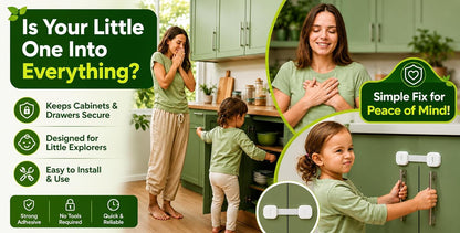 Child Safety Cabinet Locks (2 Pack) – Adjustable Baby Proofing Strap Latches with Strong 3M Adhesive – No Drill Childproof Locks for Drawers, Cabinets, Fridge, Door, Closet, Black