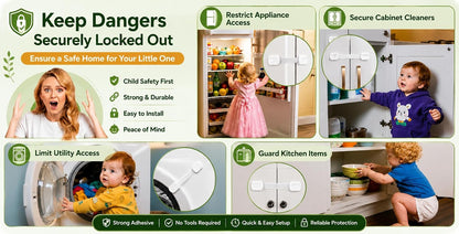 Child Safety Cabinet Locks (2 Pack) – Adjustable Baby Proofing Strap Latches with Strong 3M Adhesive – No Drill Childproof Locks for Drawers, Cabinets, Fridge, Door, Closet, Black