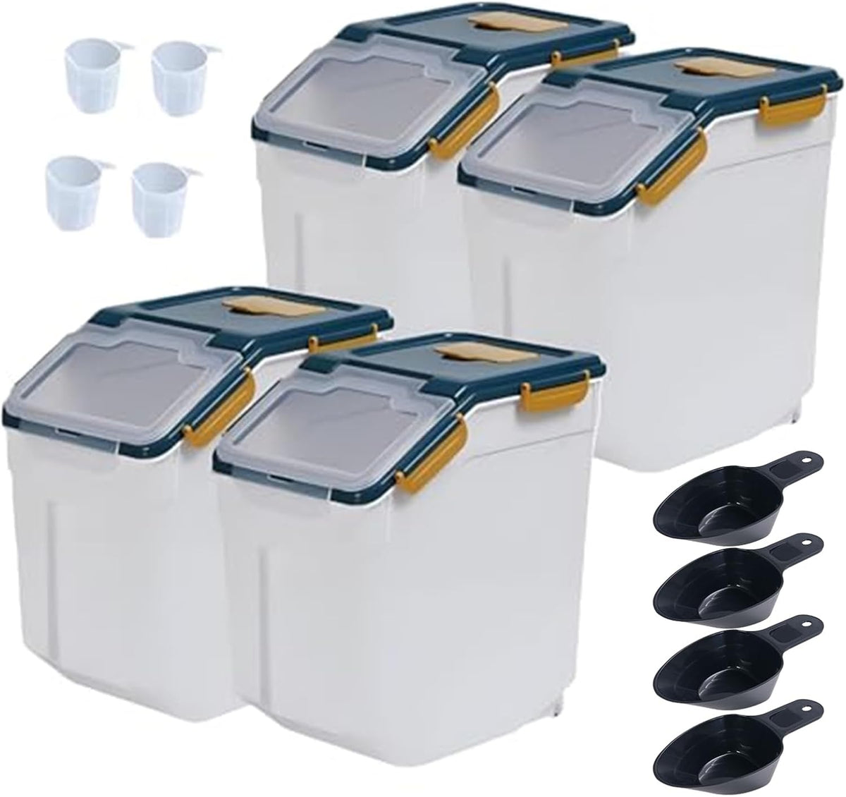 Large Flour Storage Container Bin 25lb, Airtight Rice Storage Containers with Wheels Seal Locking Lid, BPA Free with Measuring Cup&Scoop for Flour, Rice, Grain(Gray)