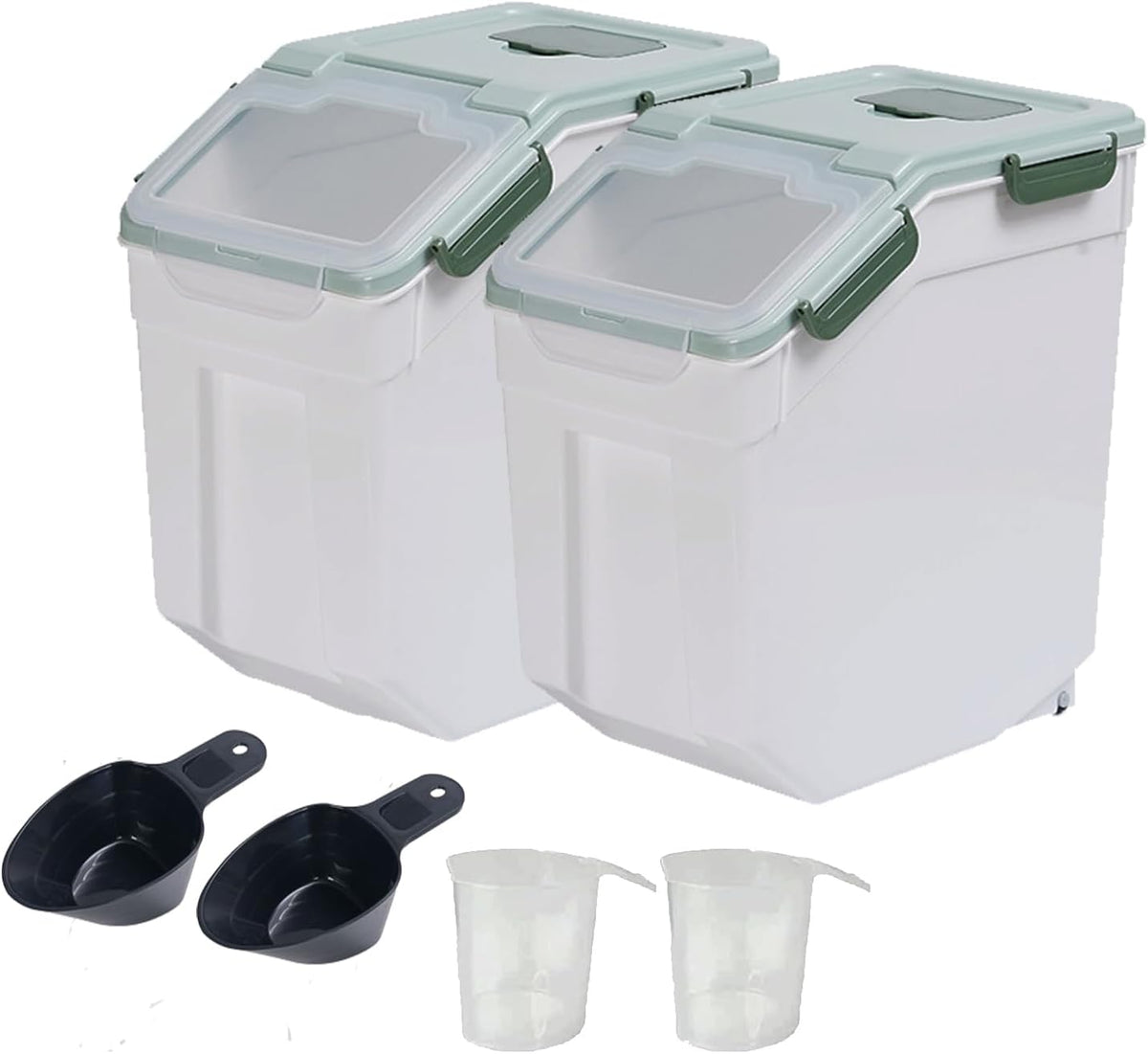 Large Flour Storage Container Bin 25lb, Airtight Rice Storage Containers with Wheels Seal Locking Lid, BPA Free with Measuring Cup&Scoop for Flour, Rice, Grain(Gray)
