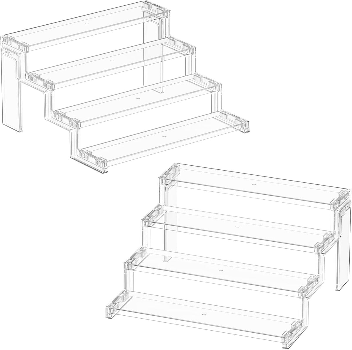 Spice Rack, Perfume Cologne Organizer, Cupcake Stand, Tool-Free Assembly, Display Riser Shelf, Seasoning Figurine Makeup Holder, Room Decor, Kitchen Cabinet Storage, Clear, 12in-3 Tier
