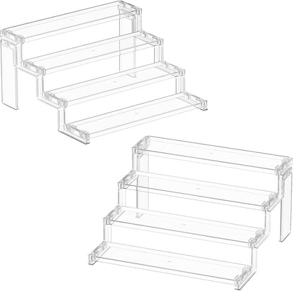 Spice Rack, Perfume Cologne Organizer, Cupcake Stand, Tool-Free Assembly, Display Riser Shelf, Seasoning Figurine Makeup Holder, Room Decor, Kitchen Cabinet Storage, Clear, 12in-3 Tier