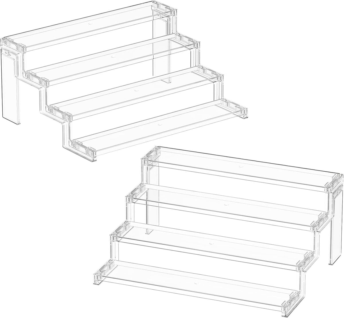 Spice Rack, Perfume Cologne Organizer, Cupcake Stand, Tool-Free Assembly, Display Riser Shelf, Seasoning Figurine Makeup Holder, Room Decor, Kitchen Cabinet Storage, Clear, 12in-3 Tier