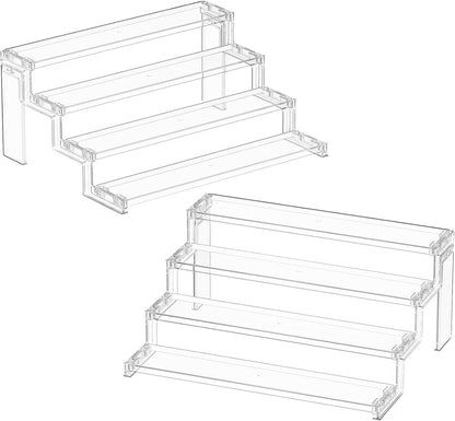 Spice Rack, Perfume Cologne Organizer, Cupcake Stand, Tool-Free Assembly, Display Riser Shelf, Seasoning Figurine Makeup Holder, Room Decor, Kitchen Cabinet Storage, Clear, 12in-3 Tier