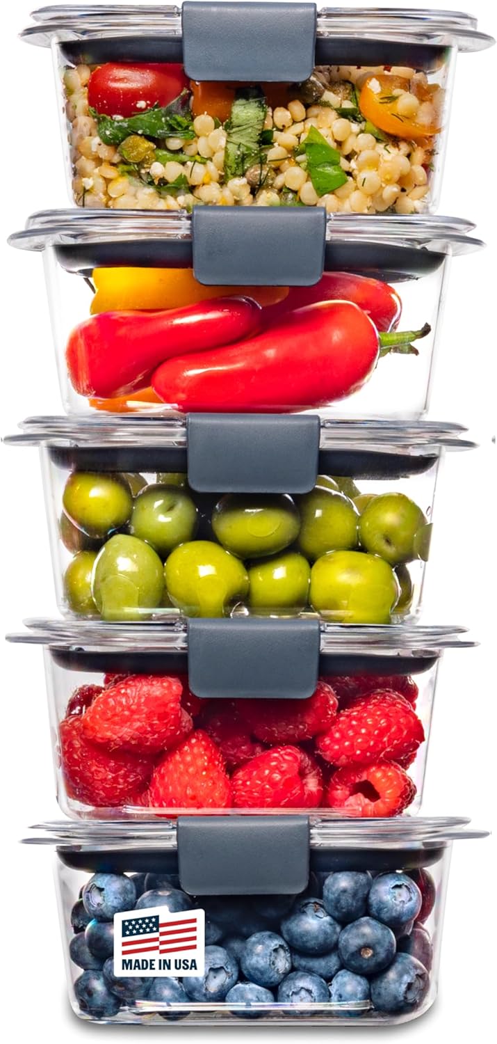 Brilliance Tritan Plastic Food Storage Containers BPA Free Airtight Lids Ideal for Lunch Meal Prep & Leftovers Set of 5 (3.2 Cup)