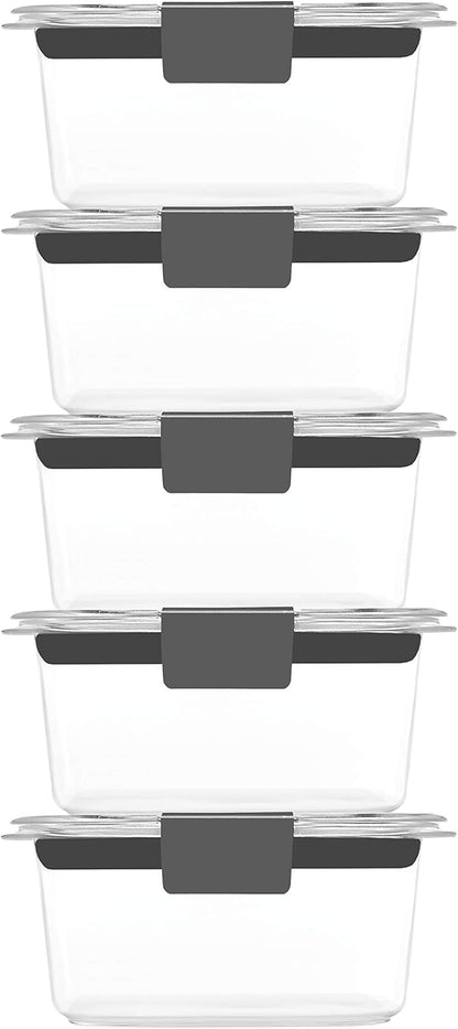 Brilliance Tritan Plastic Food Storage Containers BPA Free Airtight Lids Ideal for Lunch Meal Prep & Leftovers Set of 5 (3.2 Cup)