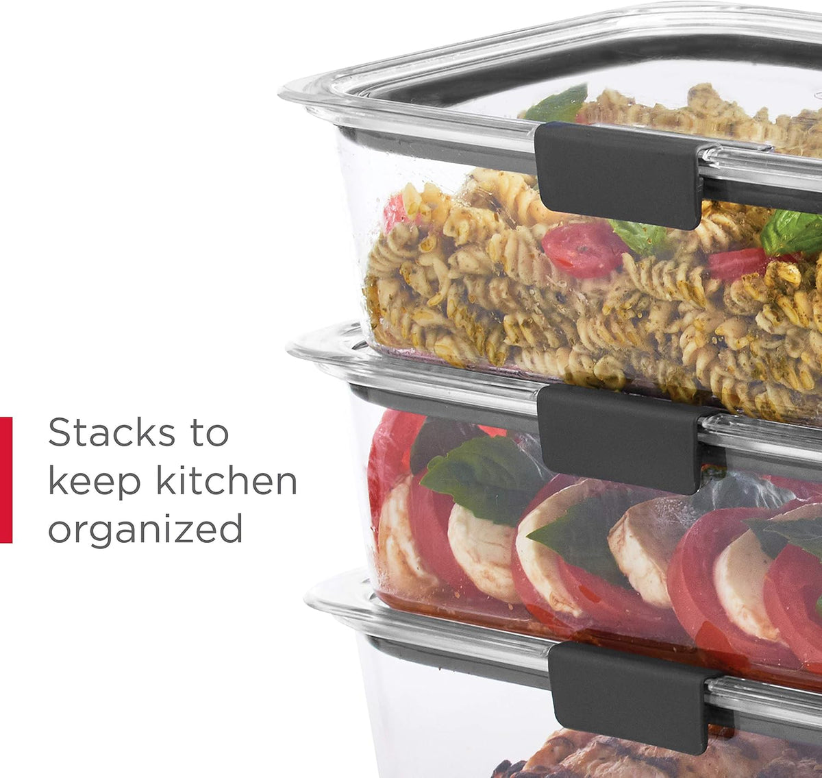Brilliance Tritan Plastic Food Storage Containers BPA Free Airtight Lids Ideal for Lunch Meal Prep & Leftovers Set of 5 (3.2 Cup)