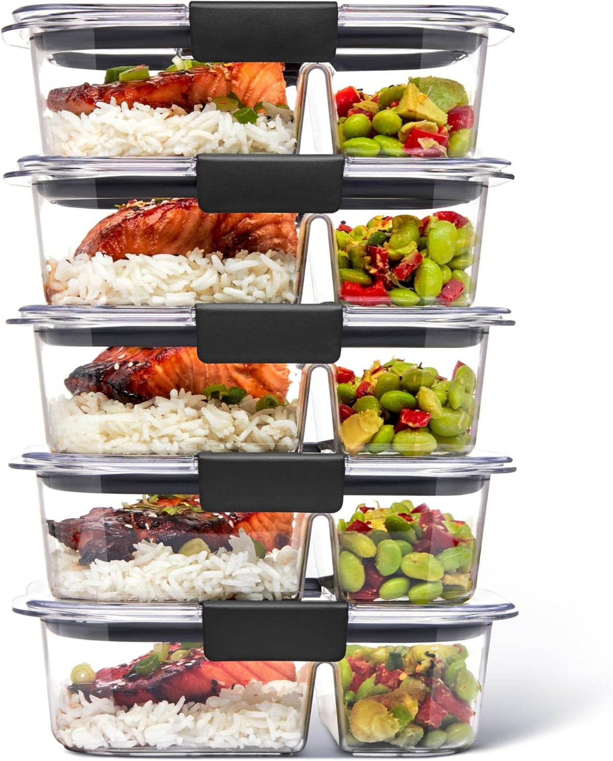 Brilliance Tritan Plastic Food Storage Containers BPA Free Airtight Lids Ideal for Lunch Meal Prep & Leftovers Set of 5 (3.2 Cup)