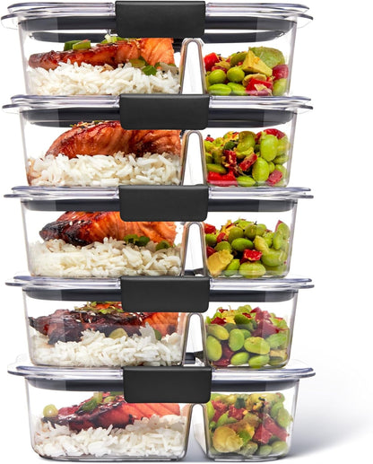 Brilliance Tritan Plastic Food Storage Containers BPA Free Airtight Lids Ideal for Lunch Meal Prep & Leftovers Set of 5 (3.2 Cup)
