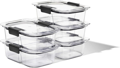 Brilliance Tritan Plastic Food Storage Containers BPA Free Airtight Lids Ideal for Lunch Meal Prep & Leftovers Set of 5 (3.2 Cup)