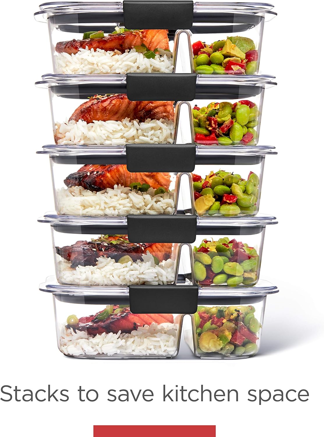 Brilliance Tritan Plastic Food Storage Containers BPA Free Airtight Lids Ideal for Lunch Meal Prep & Leftovers Set of 5 (3.2 Cup)
