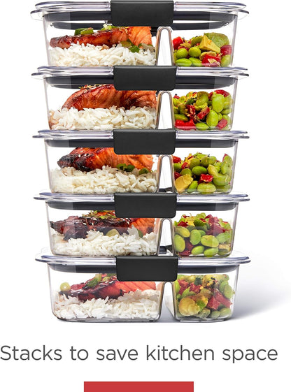 Brilliance Tritan Plastic Food Storage Containers BPA Free Airtight Lids Ideal for Lunch Meal Prep & Leftovers Set of 5 (3.2 Cup)