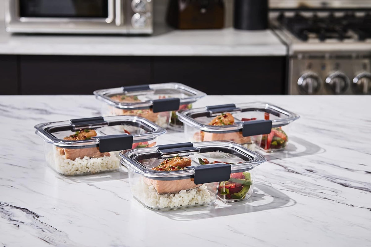 Brilliance Tritan Plastic Food Storage Containers BPA Free Airtight Lids Ideal for Lunch Meal Prep & Leftovers Set of 5 (3.2 Cup)
