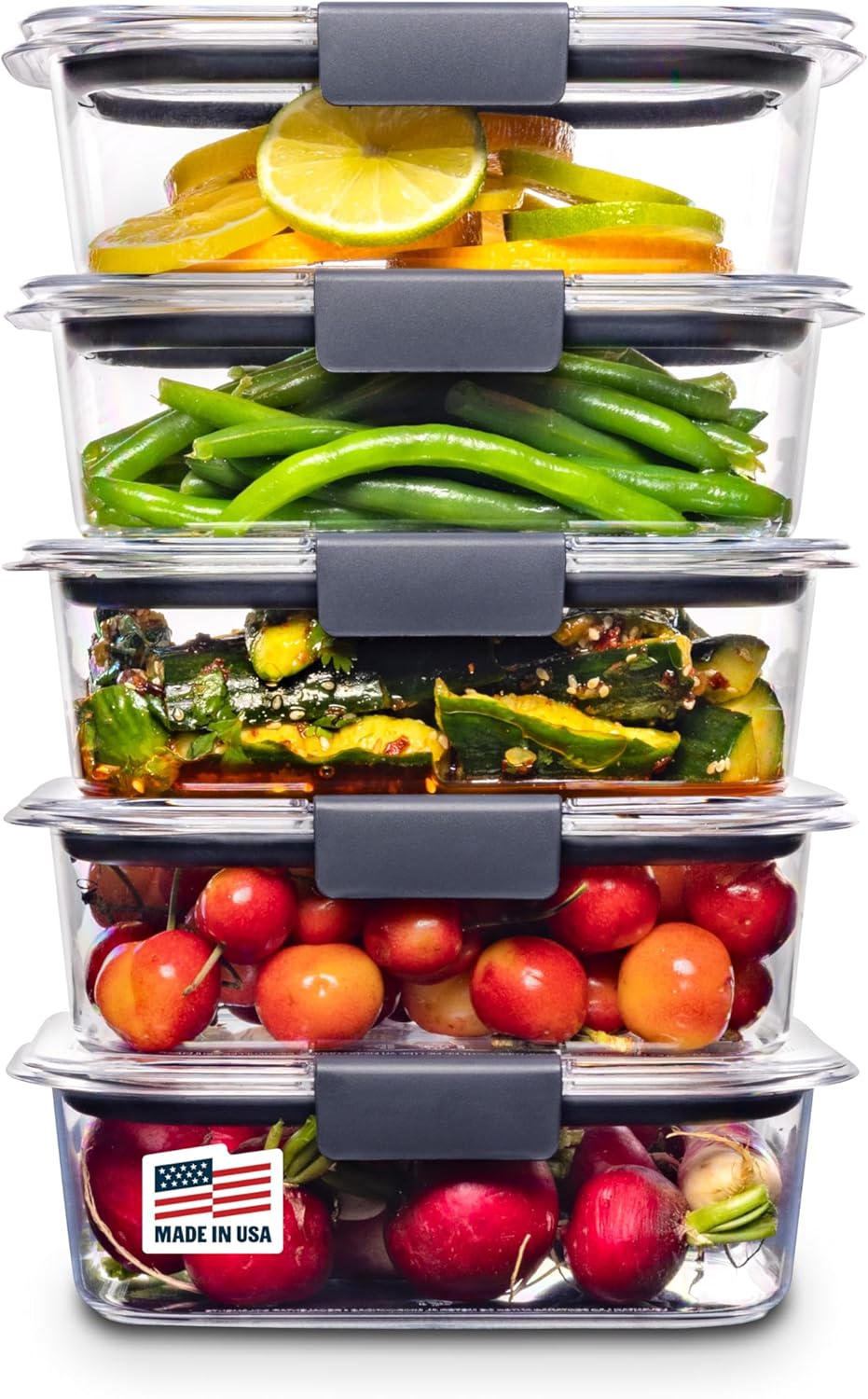 Brilliance Tritan Plastic Food Storage Containers BPA Free Airtight Lids Ideal for Lunch Meal Prep & Leftovers Set of 5 (3.2 Cup)